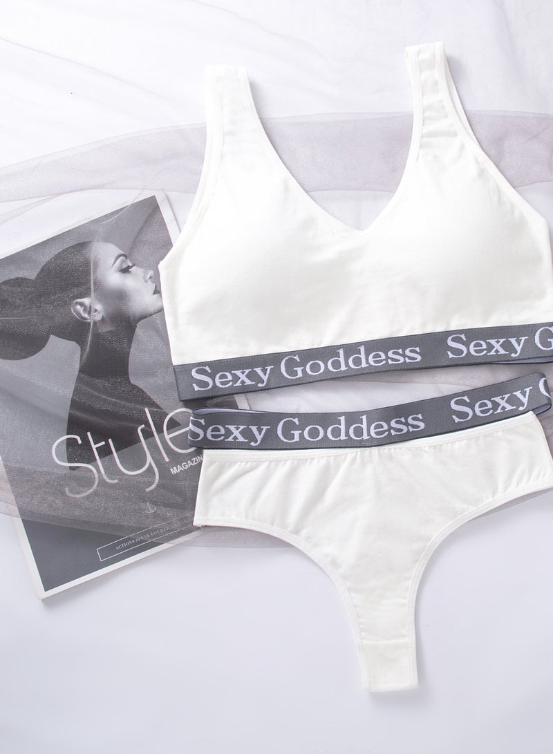White Bikini Set with High Waist Belt - Two Pieces 