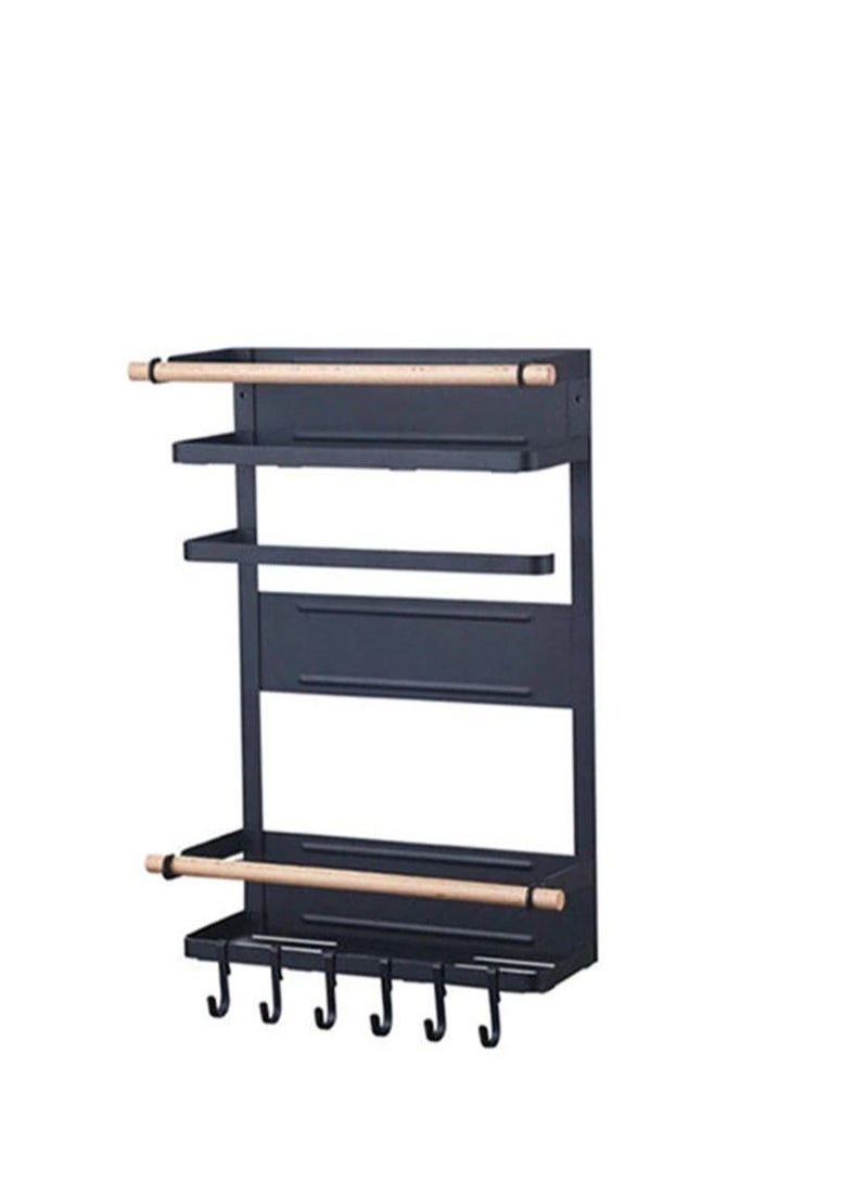 DARIYAH 4-Layer Magnetic Multi-functional Side Shelf Refrigerator Storage Rack Fridge Sidewall Holder Organizer with Hanging Hook J025 - Image 3