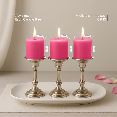 Floryn Decor Pillar Candles Set of 6 | Dripless | Smokeless | Odourless | Pillar Candles for Home Decor | Burning Time- 30 Hours, Size- 2 by 2 inches | Scent- Rose - Image 2