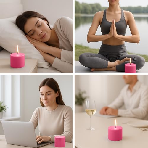 Floryn Decor Pillar Candles Set of 6 | Dripless | Smokeless | Odourless | Pillar Candles for Home Decor | Burning Time- 30 Hours, Size- 2 by 2 inches | Scent- Rose - Image 5