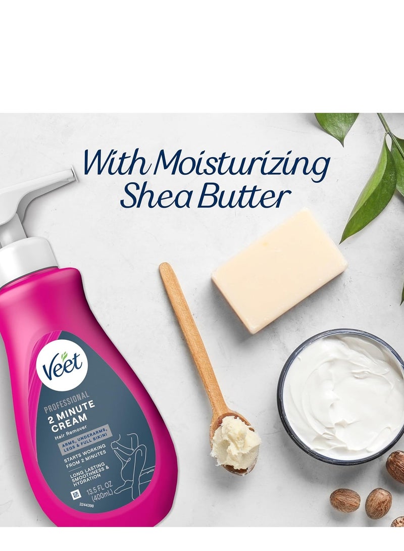 كريم احترافي لإزالة الشعر في دقيقتين، مناسب لجميع أنواع البشرة، بما في ذلك الحساسة، 13.5 أونصة سائلة، يدوم طويلًا، سريع المفعول، مُختبر من قبل أطباء الجلدية. يُستخدم على الذراعين، وتحت الإبطين، والساقين، ومنطقة البكيني بالكامل. - Image 3