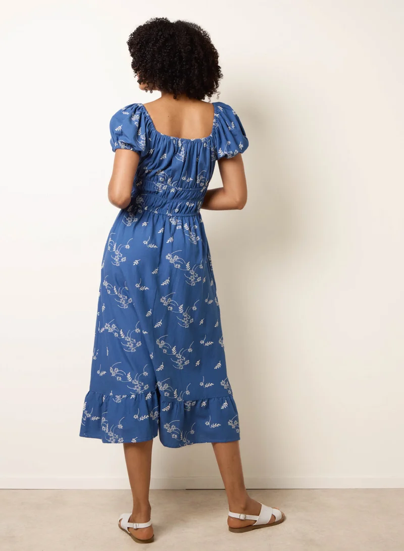 Blue Vanilla Embroidery Milkmaid Midi Dress