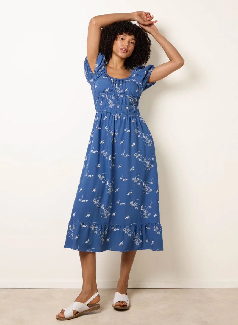 Blue Vanilla Embroidery Milkmaid Midi Dress