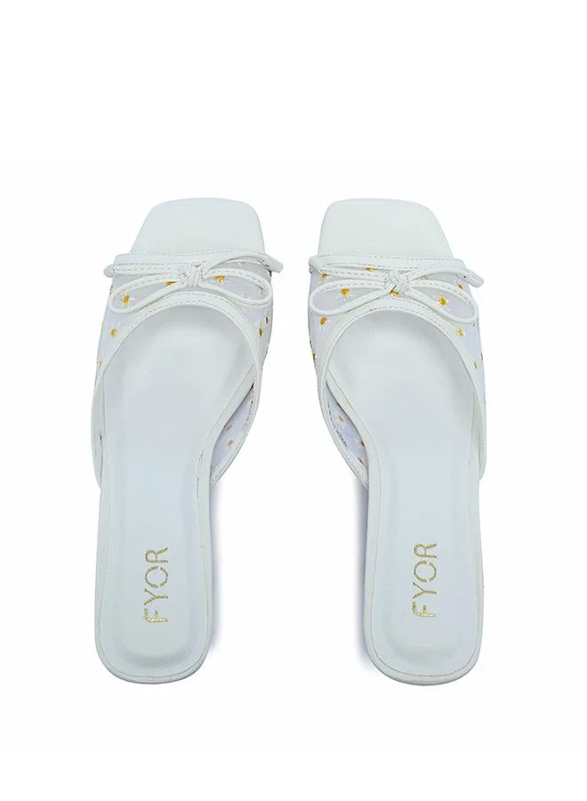 Fyor  Daisy-Embroidered Bow Mule MC 007 for Women | Best Price UAE