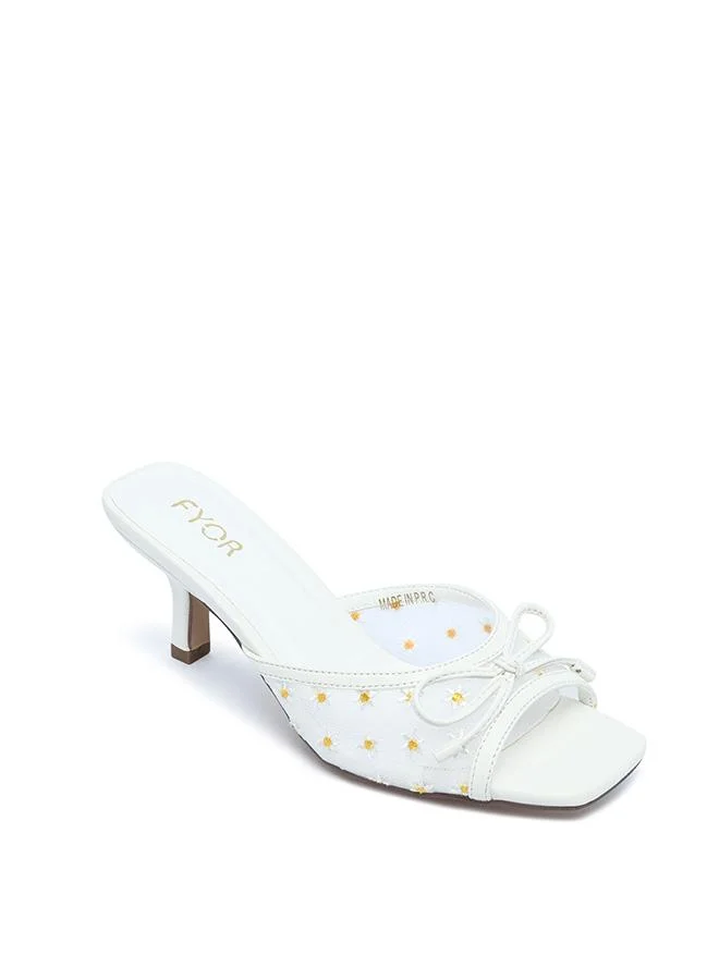 FYOR Daisy-Embroidered Bow Mule MC 007