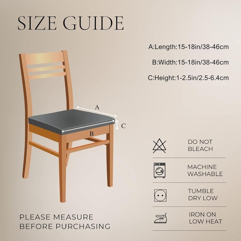 Waterproof PU Leather Seat Covers for Dining Chairs, 4 Pack Stretch Protectors (Black) - Image 3