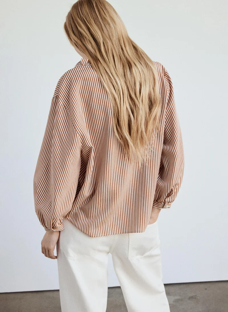 مانجو Striped Blouse With Frill Detail