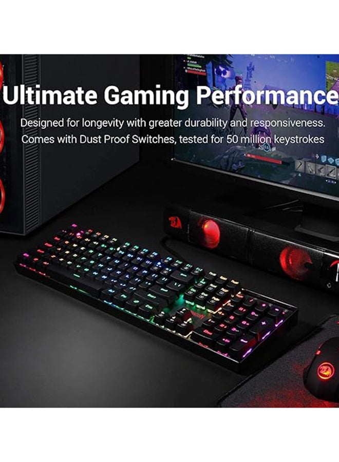 REDRAGON K551-RGB Mechanical Gaming Keyboard with Cherry MX Blue Switches Vara 104 Keys Numpad Tactile USB Wired Computer Keyboard Steel Construction for Windows PC Games (Black RGB LED Backlit) - Image 2