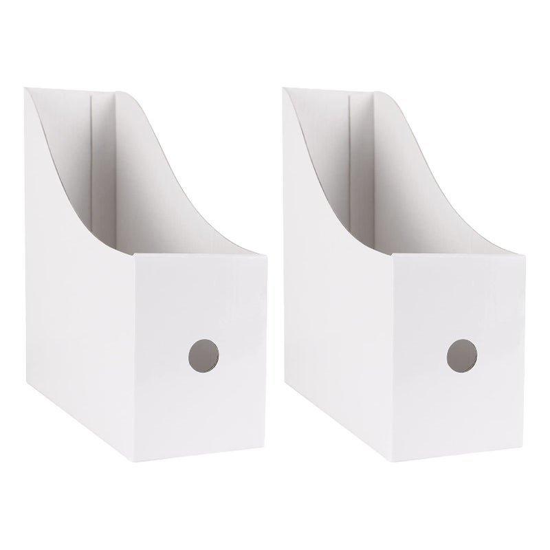 Limitliho 2 Pack White Magazine Holde Vertical Book Bins for Classroom and Library Use 106 102 35 Inch Vertical File Folder Box
