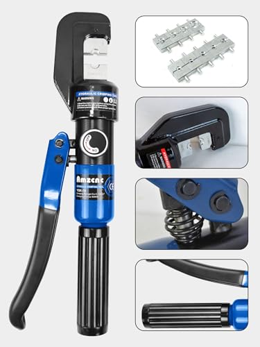 AMZCNC Hand Operated Hydraulic Crimping Tool Hydraulic Cable Lug Crimper 8 US TON 12 AWG to 00 (2/0) Electrical Terminal Cable Wire Tool Kit with 9 Die - Image 4
