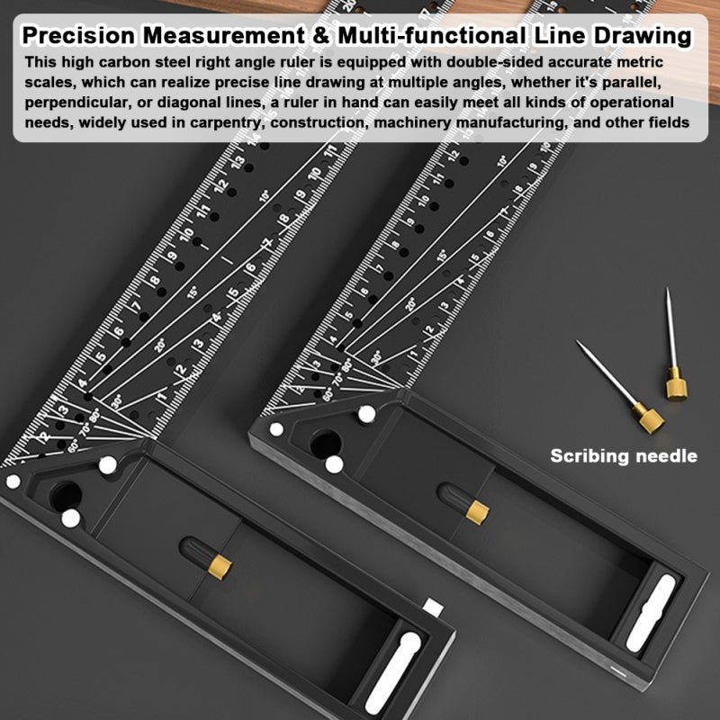 Right Angle Ruler 400mm Premium High-carbon Steel - Multifunctional Accurate Measurement Scribing Ruler for Woodworking Construction Machinery Manufacturing - Image 5