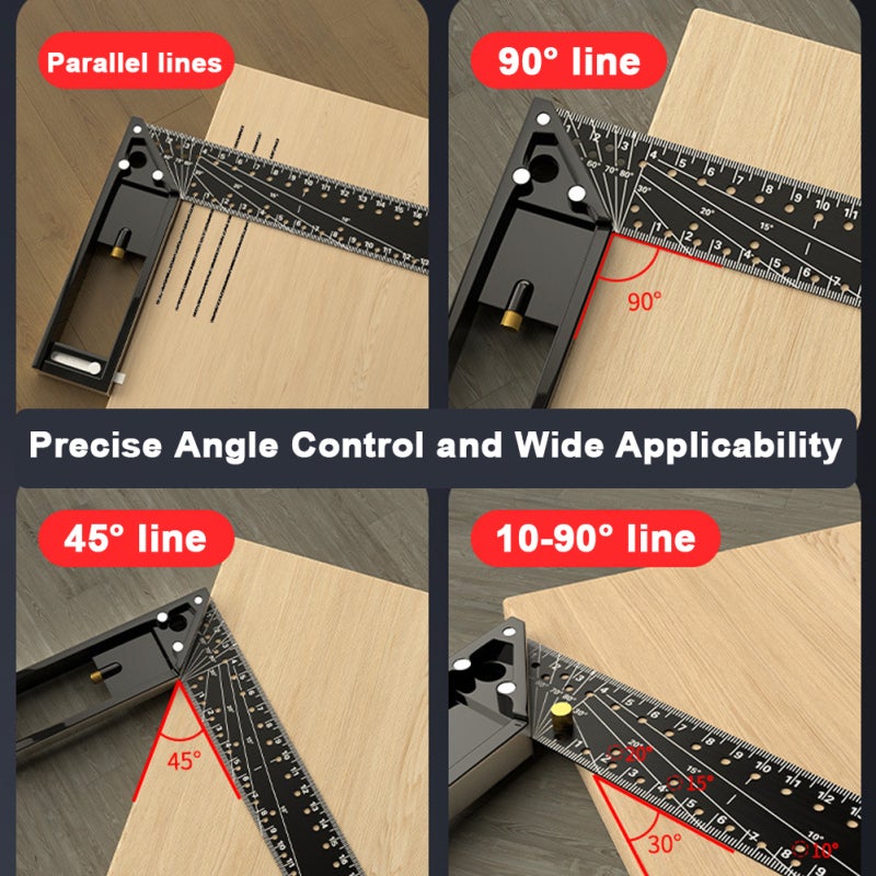 Right Angle Ruler 400mm Premium High-carbon Steel - Multifunctional Accurate Measurement Scribing Ruler for Woodworking Construction Machinery Manufacturing - Image 4