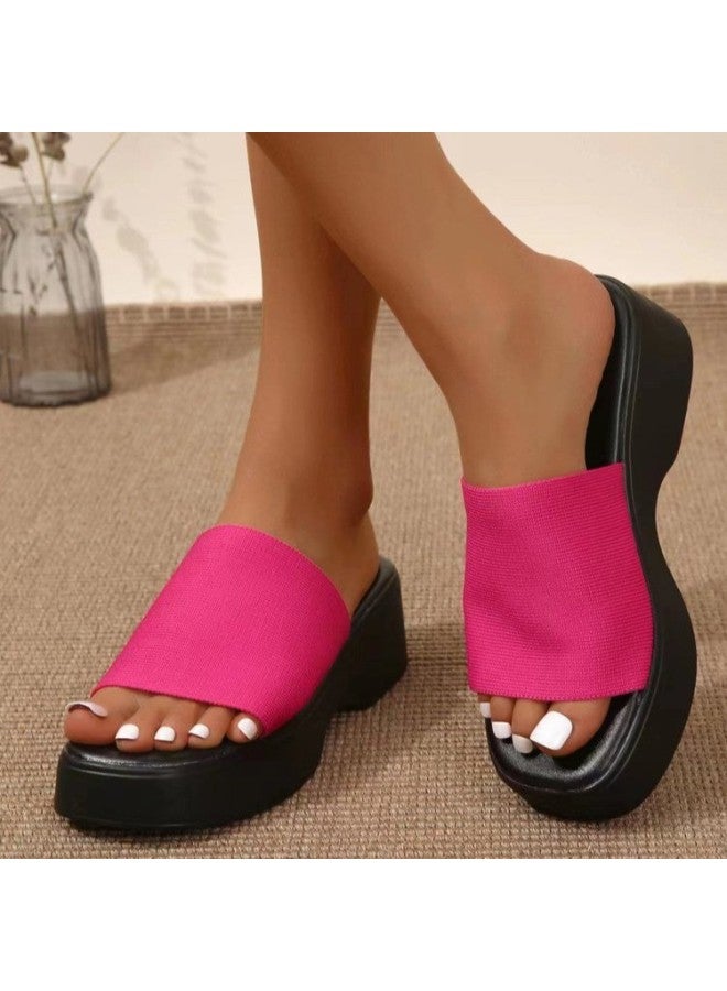 Source Manufacturers Europe And The United States New Line-shaped Wedge Heel Thick-soled Slippers Slippers Plus Size