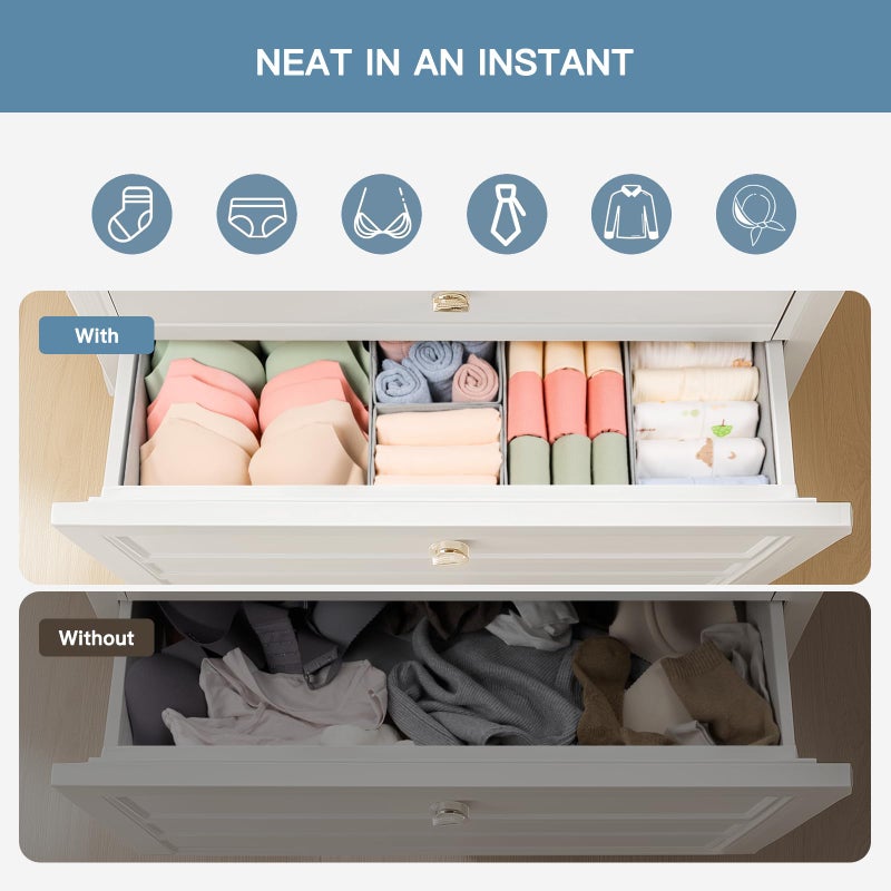 Criusia Drawer Organizer Clothes  10 Pack Dresser Organizer for Baby Clothes  Underwear  Sock- Foldable Closet Organization and Storage Dividers Bins for Nursery  Bedroom (Grey) - Image 3