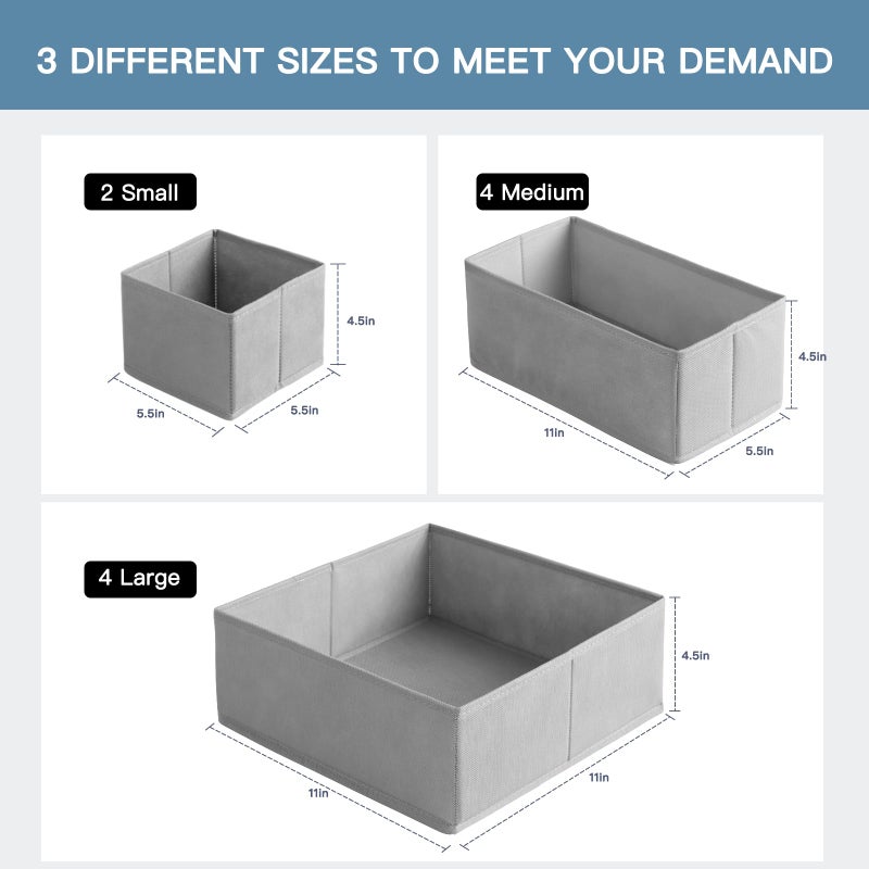 Criusia Drawer Organizer Clothes  10 Pack Dresser Organizer for Baby Clothes  Underwear  Sock- Foldable Closet Organization and Storage Dividers Bins for Nursery  Bedroom (Grey) - Image 2