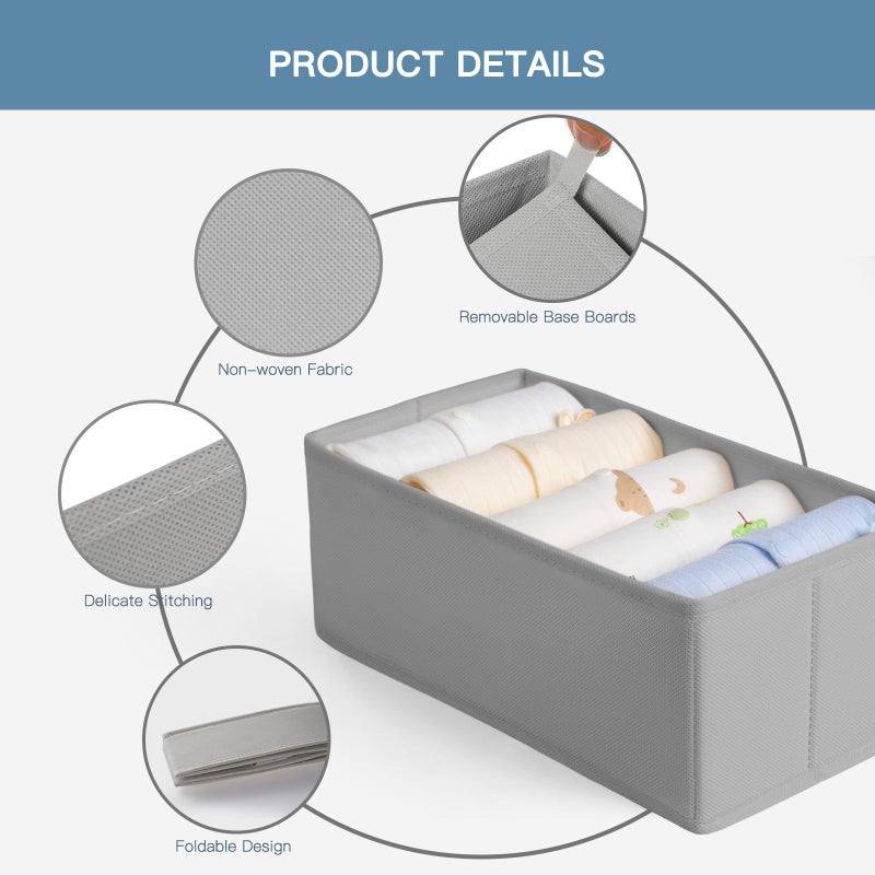 Criusia Drawer Organizer Clothes  10 Pack Dresser Organizer for Baby Clothes  Underwear  Sock- Foldable Closet Organization and Storage Dividers Bins for Nursery  Bedroom (Grey) - Image 4