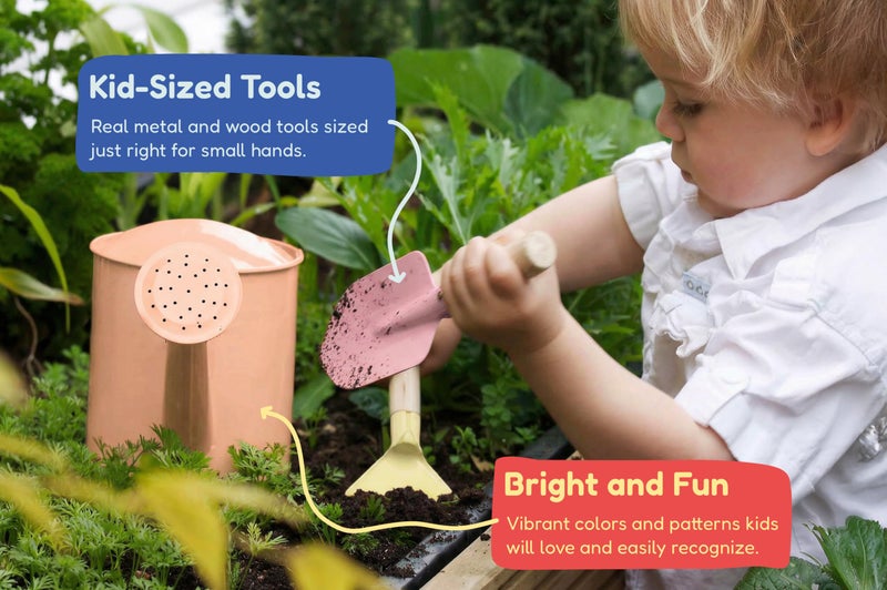 Kinderific Gardening Set, Tool Kit, for Kids, STEM, Includes Tote Bag, Spade, Watering Can, Rake, Fork, Trowel and Gloves, Egg Hunt - Image 4