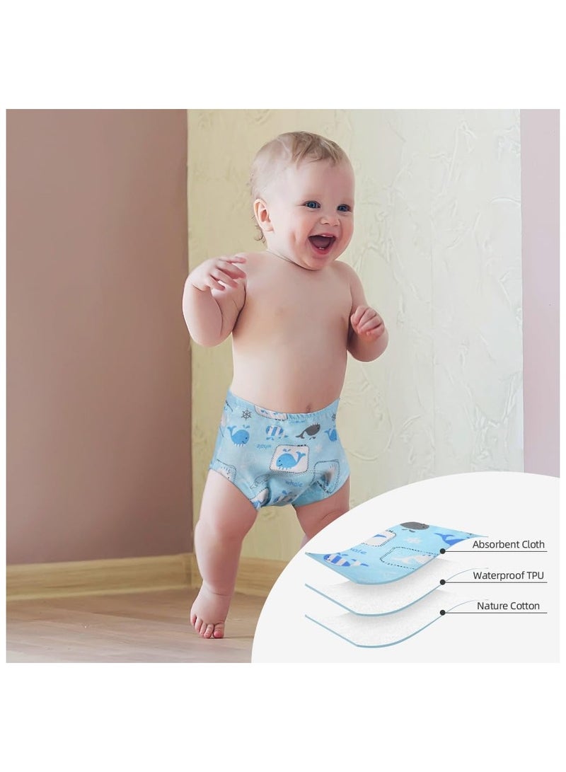 NNEWVANTE سراويل تدريب الحمام - 6 عبوات من الملابس الداخلية القابلة لإعادة الاستخدام للأطفال مع أنماط للأولاد، 100% قطن قابل للغسل لتدريب الحمام (م)  - Image 4
