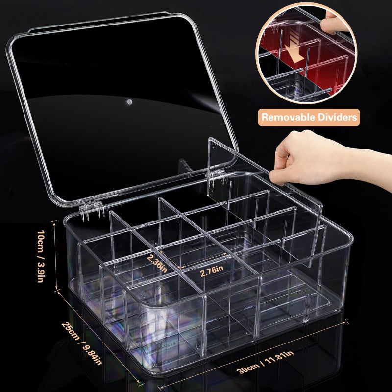 sunoyar Sock Underwear Organizer, 16 Compartment Adjustable Dividers Tie Bras Socks Underwear Drawer Organizers for Closet, Clear Plastic Storage Containers Box with Lids for Bra Ties Scarf Socks - Image 4