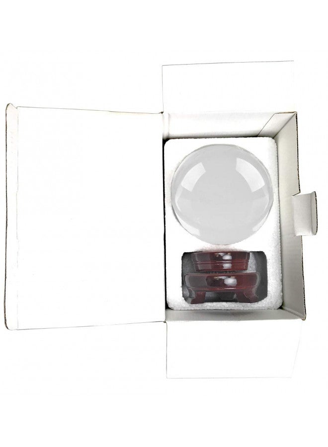 Amlong Crystal Meditation Divnation Sphere Feng Shui Crystal Ball, Lensball, Decorative Ball with Wooden Stand and Gift Box, Clear, 4.2 inch (110mm) Diameter - Image 3