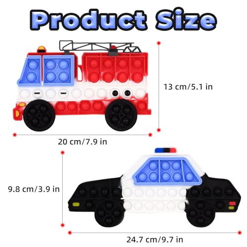 DEARIDAP 2 PCS Fidget Sensory Fire Engines and Police Cars Prop Stress and Anxiety Relief Sensory Objects Silicone Squeeze Set for Adults School Party Favors - Image 5