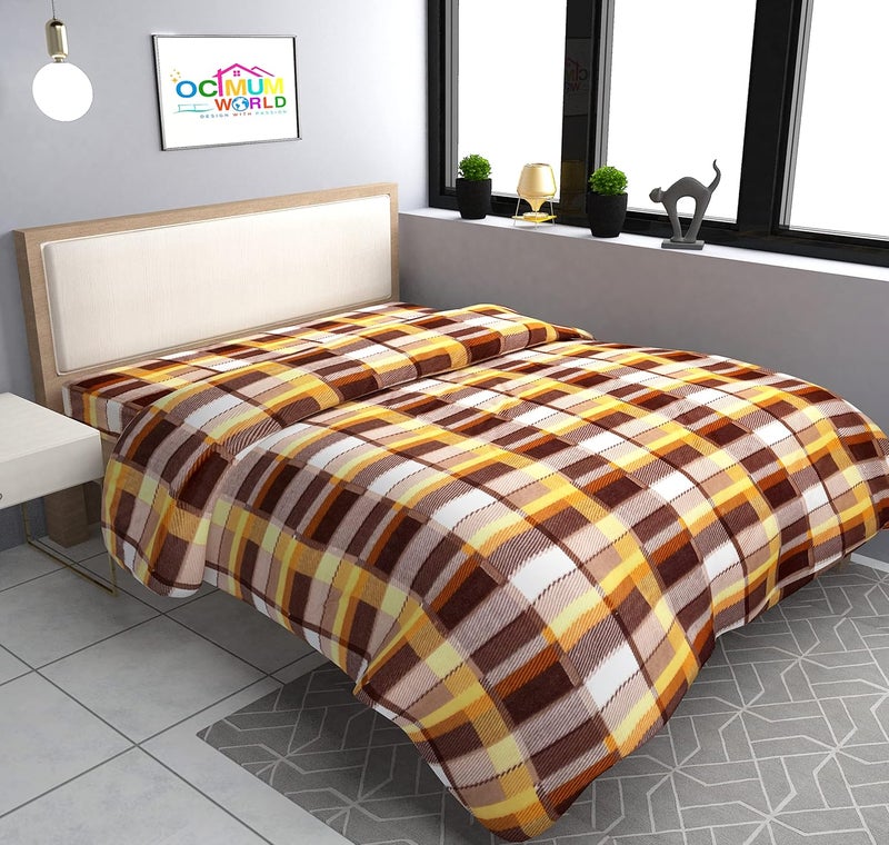 MORADO MORADO Single Bed Woolen Fabric Checkered Quilt CoverDuvet CoverRajai CoverBlanket Cover for Winters 60x90 Inches Blue and Brown Combo of 2 - Image 3