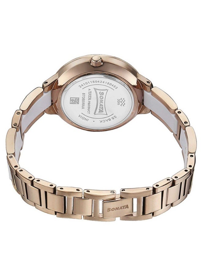 Sonata ساعة أنالوج نسائية 87065KD02 – قرص فضي، حزام من الفولاذ المقاوم للصدأ بلونين، حركة كوارتز، زجاج معدني، ساعة أنيقة وجاهزة كهدية - Image 5