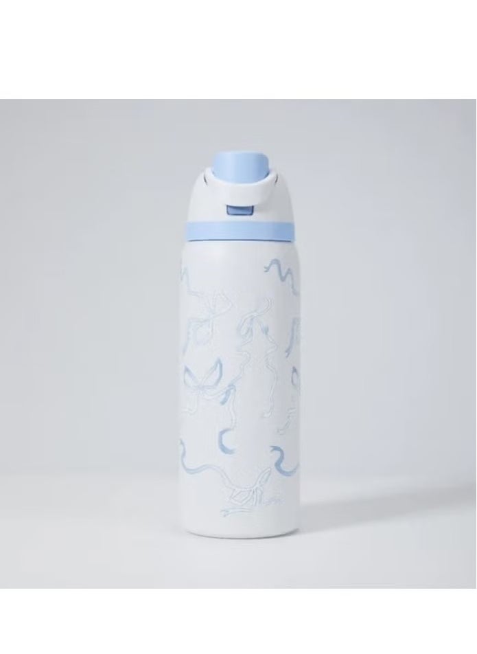 Owala - Freesip Insulated Stainless Steel Water Bottle With Straw For Sports And Travel, Bpa-Free, 24-Ounce,Blue And White - Image 1