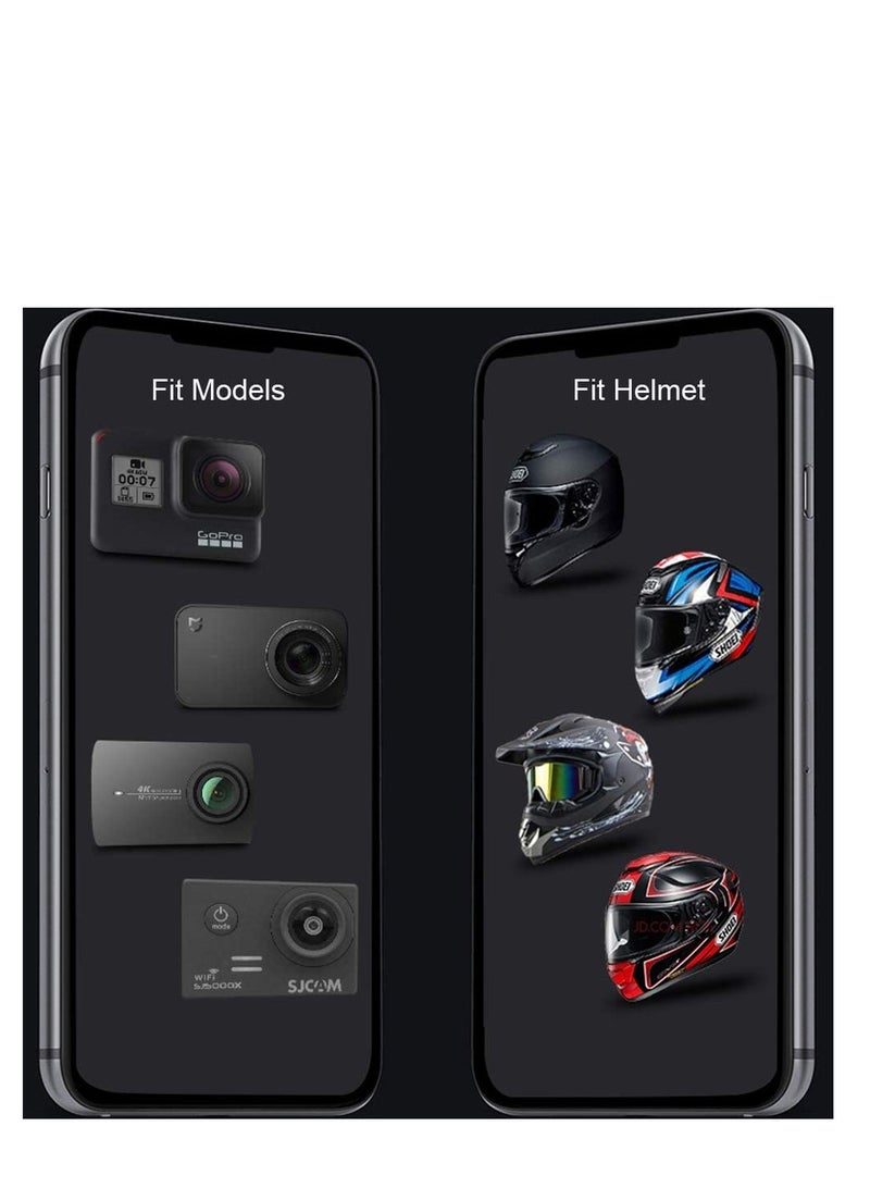 AROAQ حامل خوذة لكاميرا GoPro ودراجة نارية وحزام ذقن وحامل خوذة ملحقات كاميرا الحركة متوافقة مع GoPro Hero باللون الأسود - Image 4
