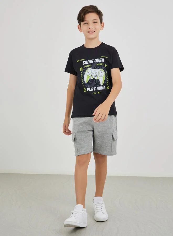 Styli Graphic Print Round Neck T-Shirt
