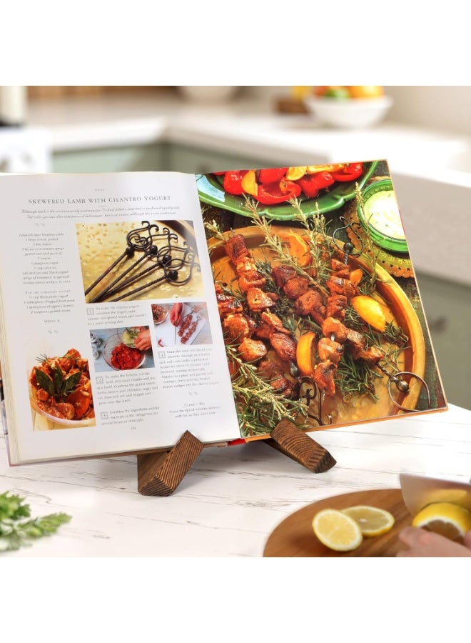Recipe book holder for the kitchen, wooden cookbook stand for display, farmhouse cookbook holder for hands-free reading, rustic recipe holder for cooking, and cookbook holder for the table. - Image 5