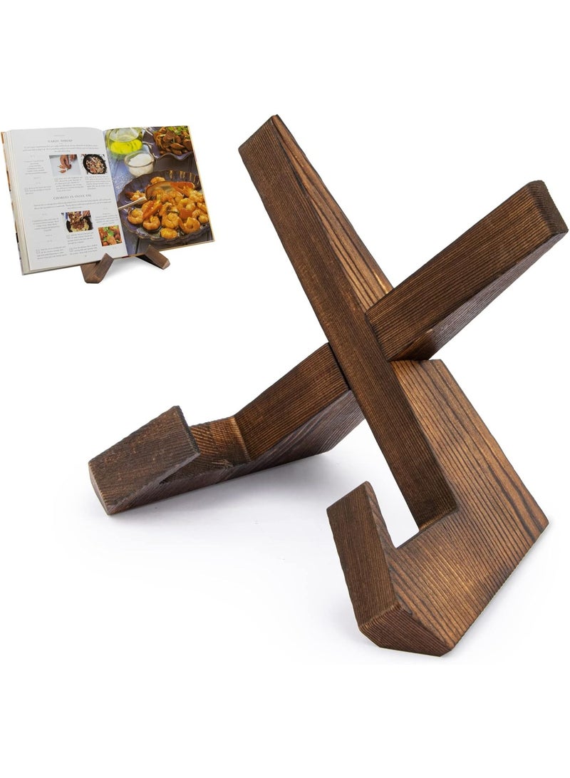 Recipe book holder for the kitchen, wooden cookbook stand for display, farmhouse cookbook holder for hands-free reading, rustic recipe holder for cooking, and cookbook holder for the table. - Image 1