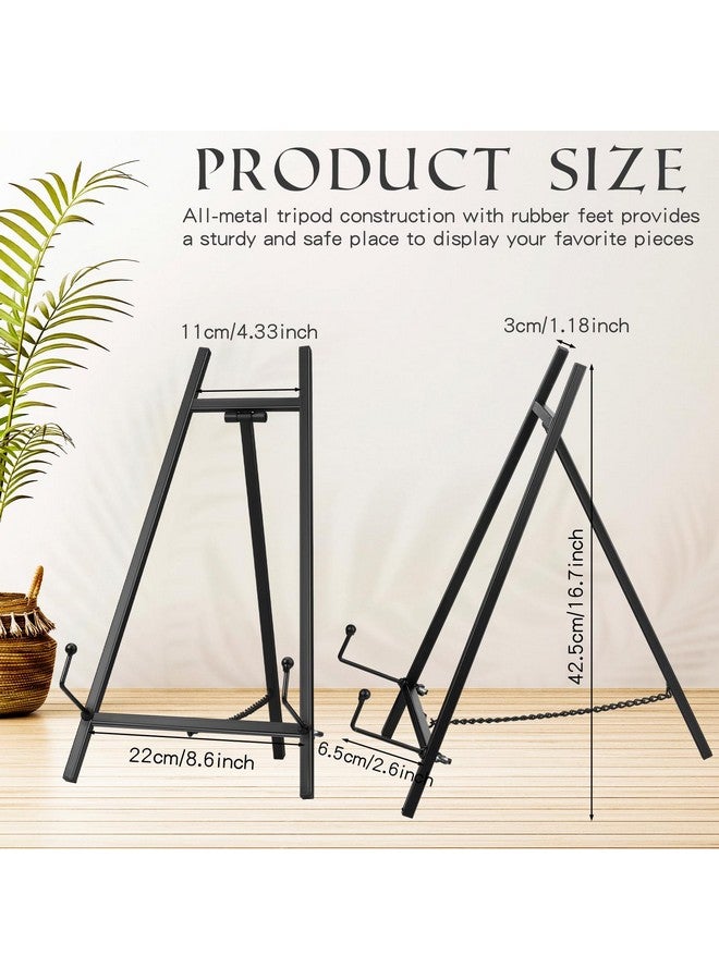 Leinuosen Leinuosen Metal Easel Stand 16.5" H x 8.7" W x 4.3" D Table Top Easel Stand for Display Tripod Art Picture Mirror Modern Plate Holder for Display Book Photo Wedding Sign(Black)  - Image 2