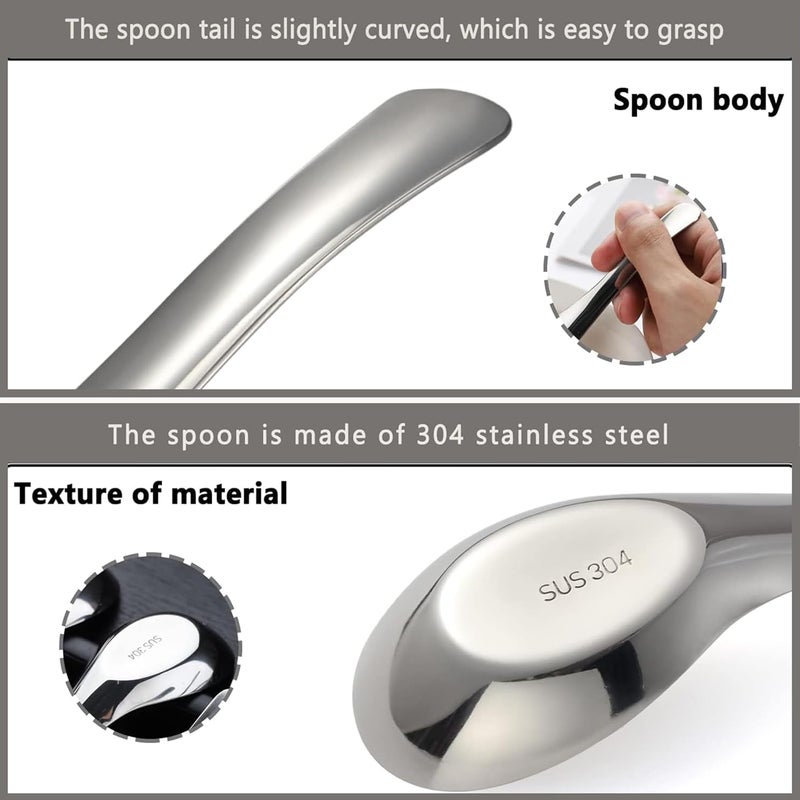 Comicfs Soup Spoons Set of 6, 304 Stainless Steel Dinner Spoons Asian Soup Spoons Mirror Polished Chinese Soup Spoon for Bouillon Rice Dumpling Pho Dessert Cereal Thai Miso Ramen (6 Spoons, Large) - Image 3