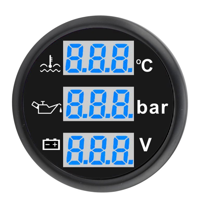 Triple Gauge Set 2 1/16 Inch (52.2mm) Real Time Monitoring Digital Gauge Set - Intelligent Safety Reminding 3 In 1 Gauge for Cars, RVs, Trucks, Boats, Yachts, Motorcycles - Image 2
