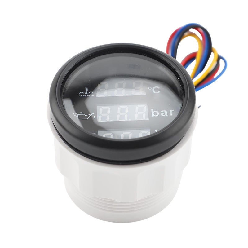 Triple Gauge Set 2 1/16 Inch (52.2mm) Real Time Monitoring Digital Gauge Set - Intelligent Safety Reminding 3 In 1 Gauge for Cars, RVs, Trucks, Boats, Yachts, Motorcycles - Image 4