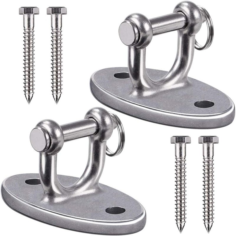 BeneLabel 2pcs Wood Ceiling Hanger Hammock Swing Hanging Hardware Screw Metal Oval Bracket Set for Indoor Outdoor Playground Chair Yoga Rope Punching Bags, 1000lbs - Image 1