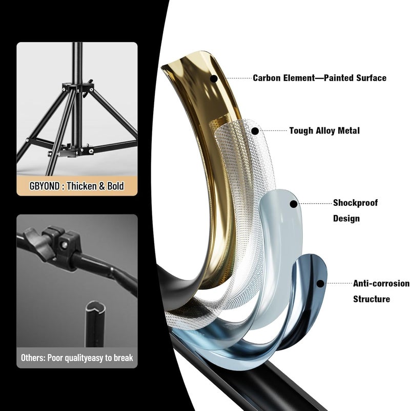 BEIYANG 10x10FT Backdrop Stand, Background Support Kit for Photography, 2 Adjustable Backdrop Supports, 4 Crossbars, 4 Clamps, and Carrying Bag for Photo Video Stutio, Parties Decoration - Image 2