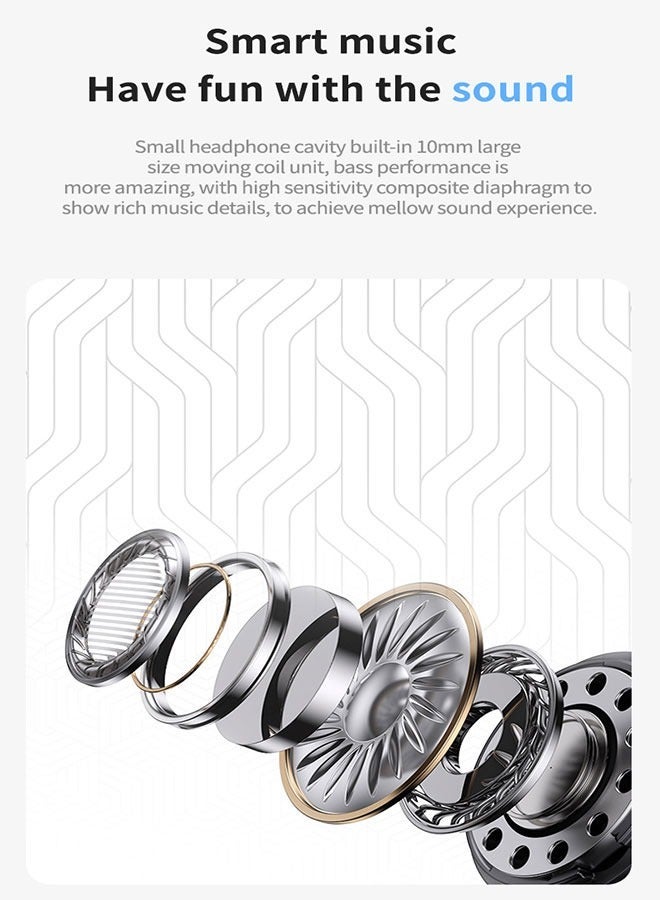 Bluetooth Wireless Headset, Noise Cancelling Microphone, Waterproof, LED Digital Display - White - Image 2