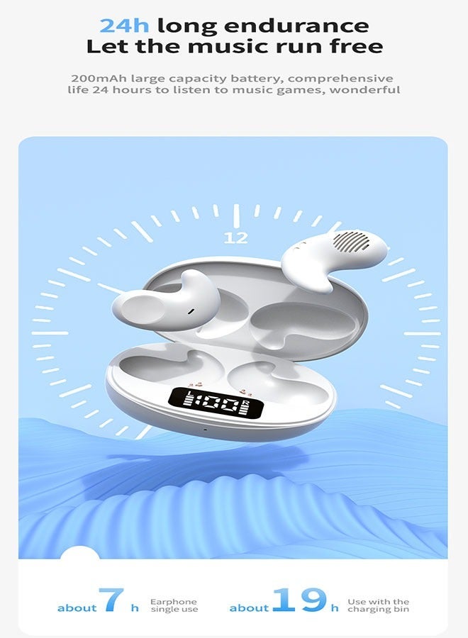 Bluetooth Wireless Headset, Noise Cancelling Microphone, Waterproof, LED Digital Display - White - Image 3