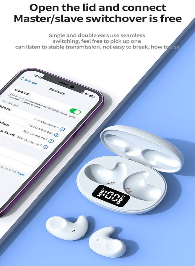 Bluetooth Wireless Headset, Noise Cancelling Microphone, Waterproof, LED Digital Display - White - Image 4