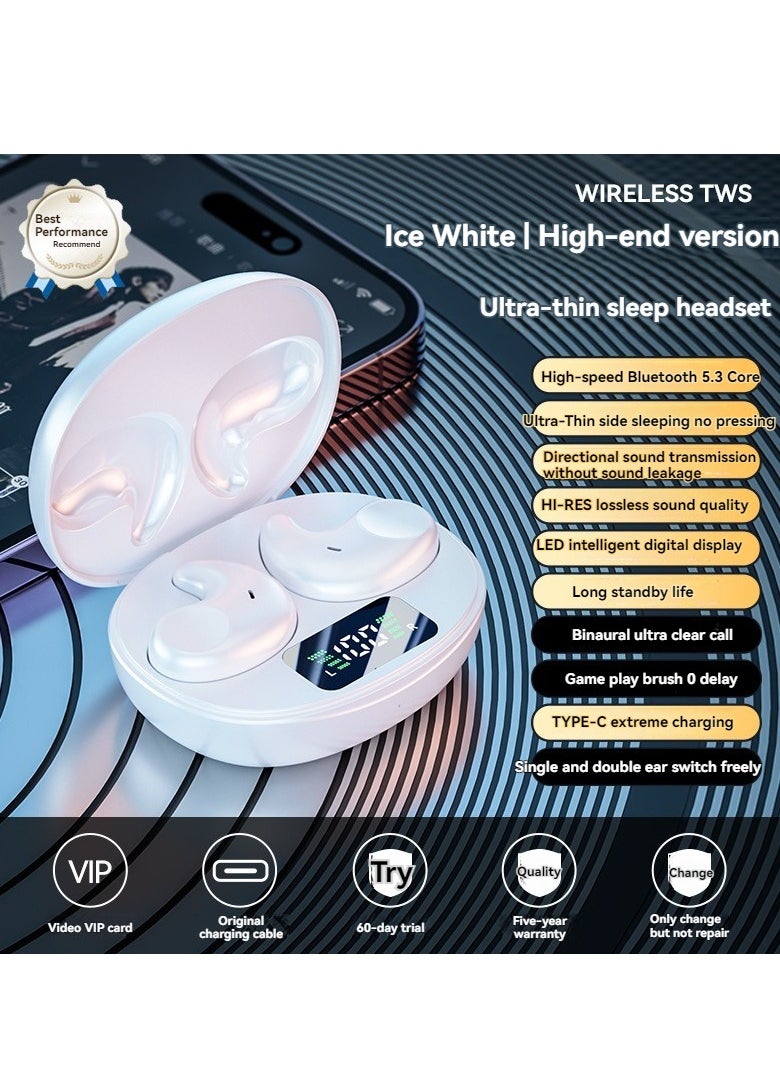 Generic - Bluetooth 5.3 Wireless Headset, Noise Cancelling Microphone, Waterproof, LED Digital Display - White - Image 1
