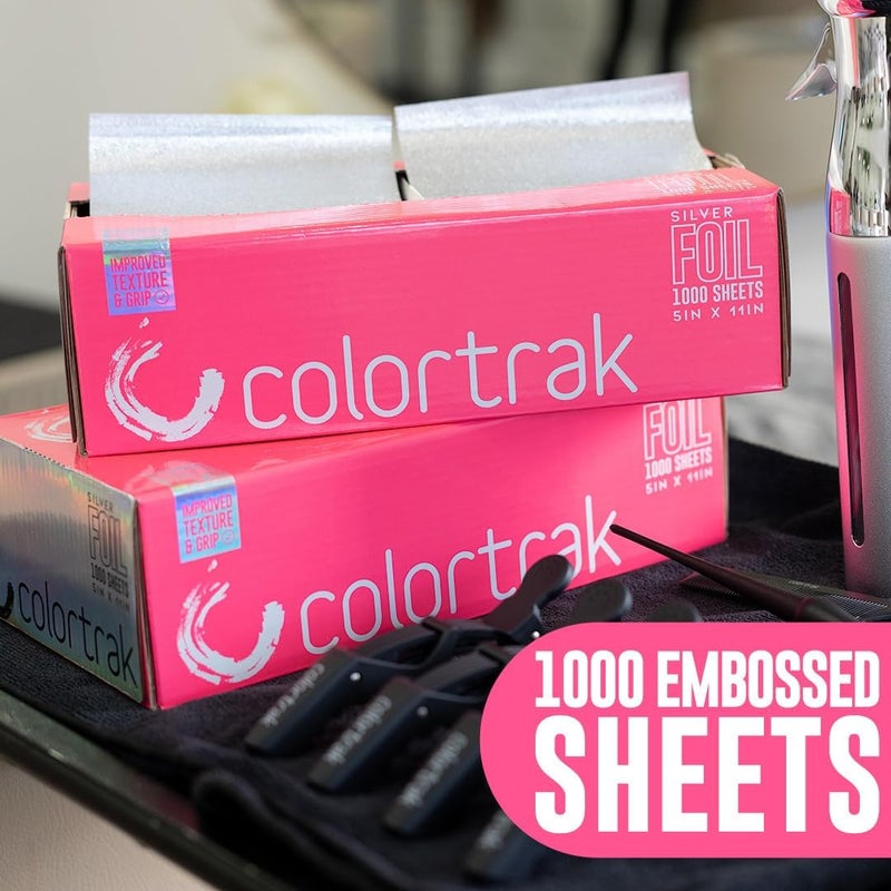 Colortrak Silver Aluminum Foil Pop-up Dispenser with 1000 Pre-cut Non-slip Textured Sheets for Hair Coloring - Image 3
