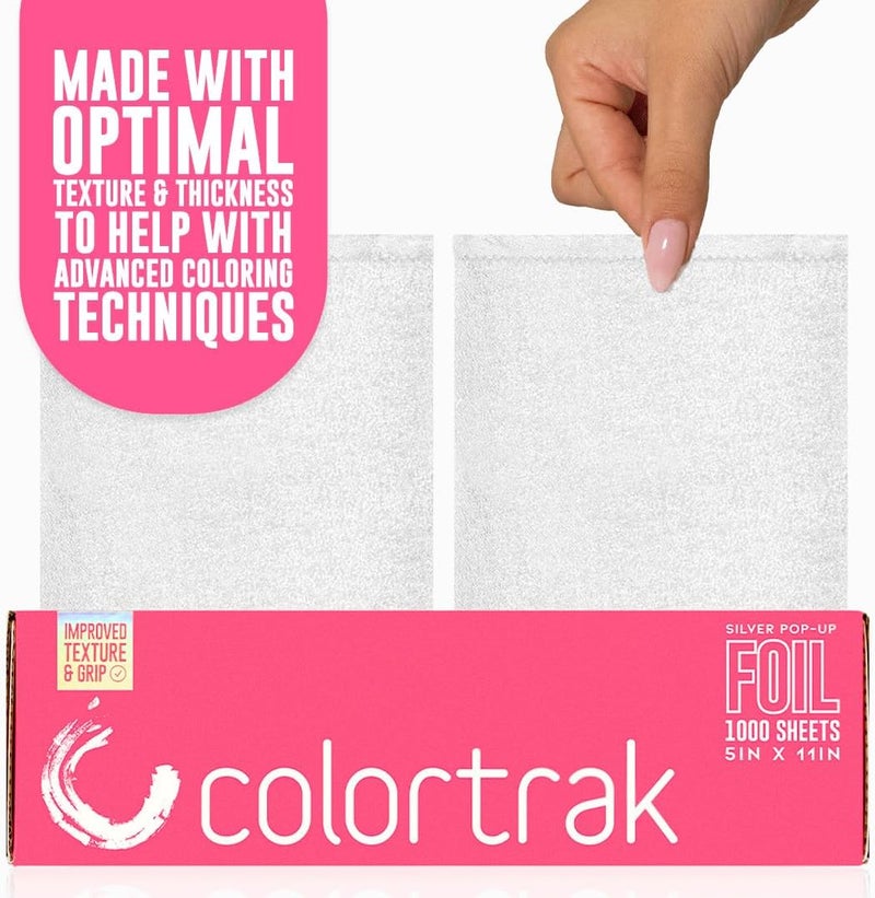 Colortrak Silver Aluminum Foil Pop-up Dispenser with 1000 Pre-cut Non-slip Textured Sheets for Hair Coloring - Image 4