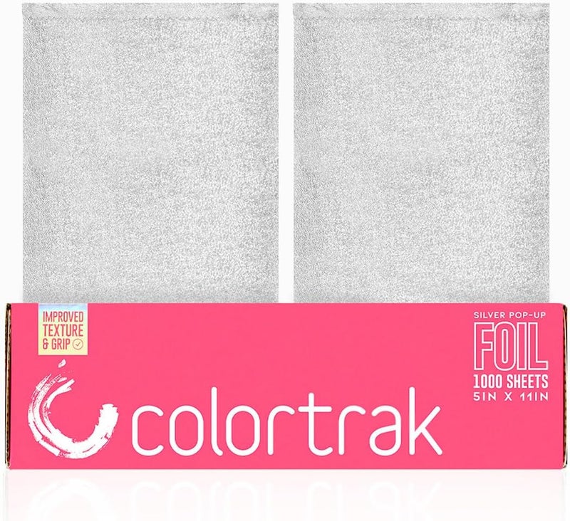 Colortrak Silver Aluminum Foil Pop-up Dispenser with 1000 Pre-cut Non-slip Textured Sheets for Hair Coloring - Image 1