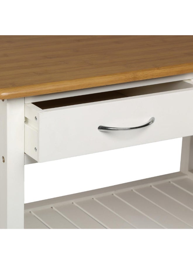 Five Simply Smart 2-Tier Bamboo Serving Trolley White and Brown 87 x 48 x 78 cm 100187 - Image 3