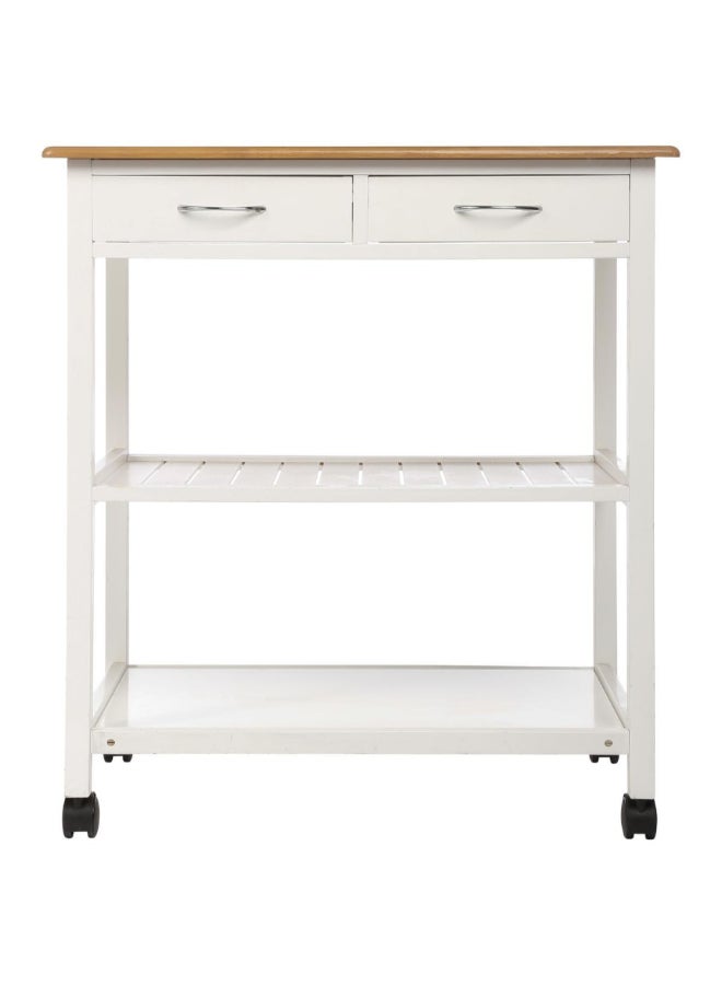 Five Simply Smart 2-Tier Bamboo Serving Trolley White and Brown 87 x 48 x 78 cm 100187 - Image 2