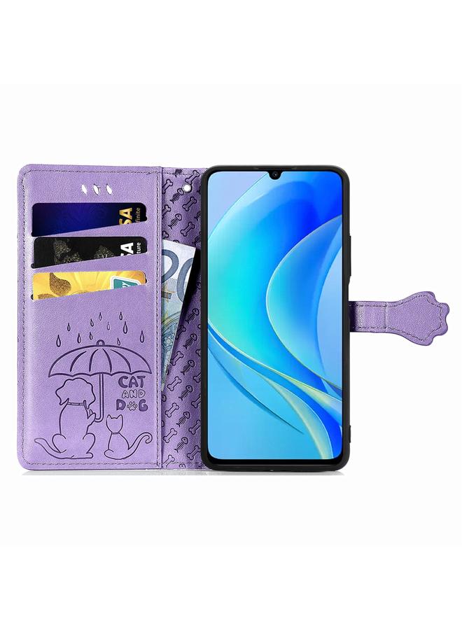 Zaboon Case For Huawei Nova Y70 Cute Cat and Dog Embossed Leather Phone Case - Image 3