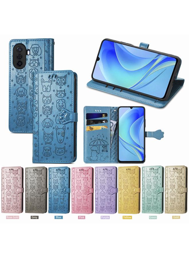 Zaboon Case For Huawei Nova Y70 Cute Cat and Dog Embossed Leather Phone Case - Image 5