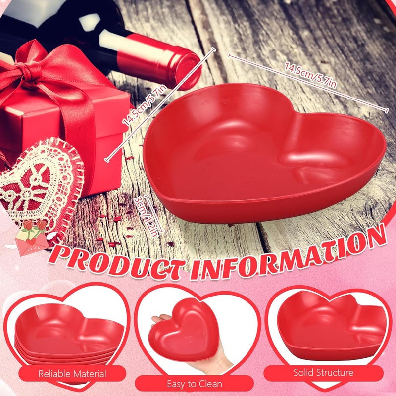 ywmigl 12 Pcs Valentines Day Heart Shaped Bowls 57 Inch Heart Shaped Wheat Straw Small Snack Dessert Dishes Salad Plates for Dinner Appetizer Sauce Dish Dipping Snack Fruit Dessert Steak Serving Red - Image 2